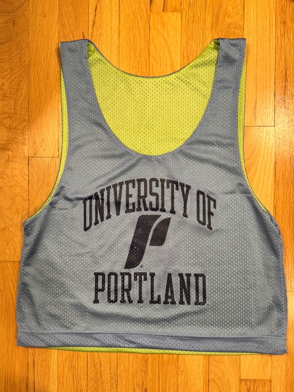League University of Portland Women's Reversible Mesh Tank Top in Gray and Lime